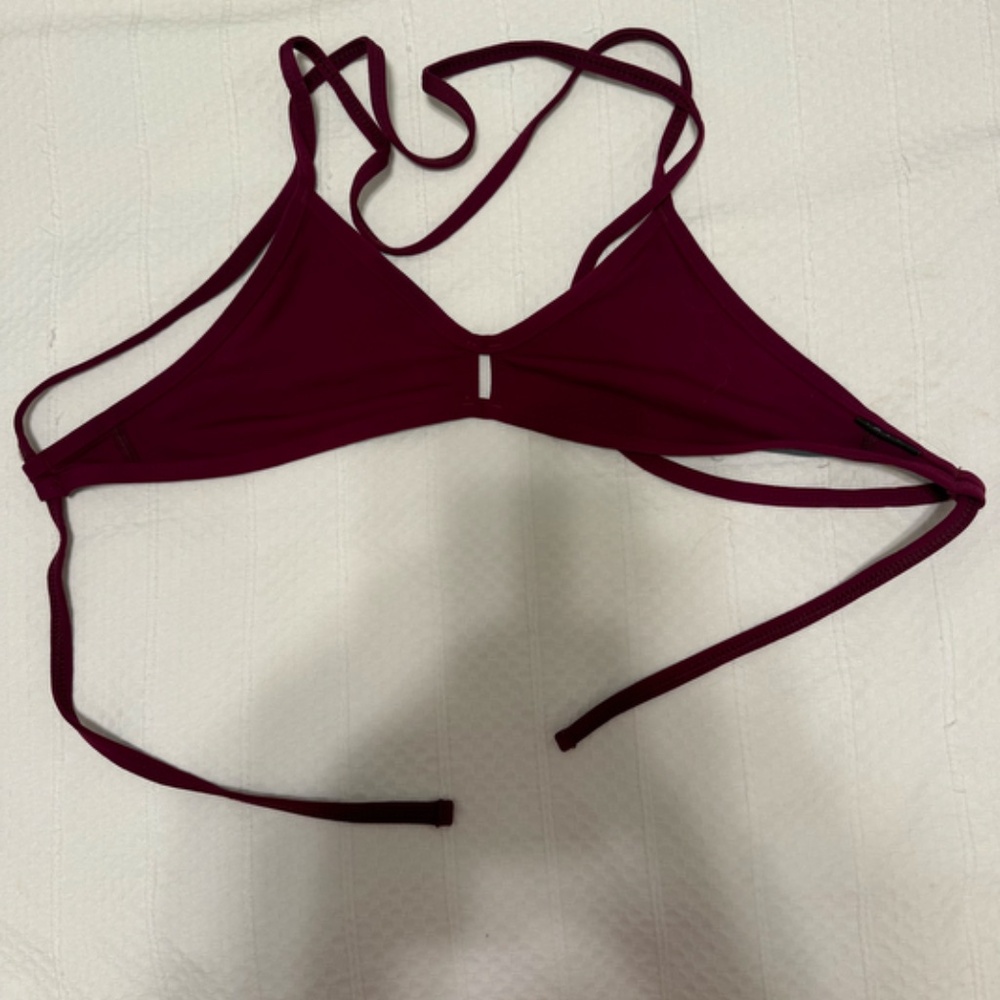 Jolyn burgundy vent style swim bikini top - size small